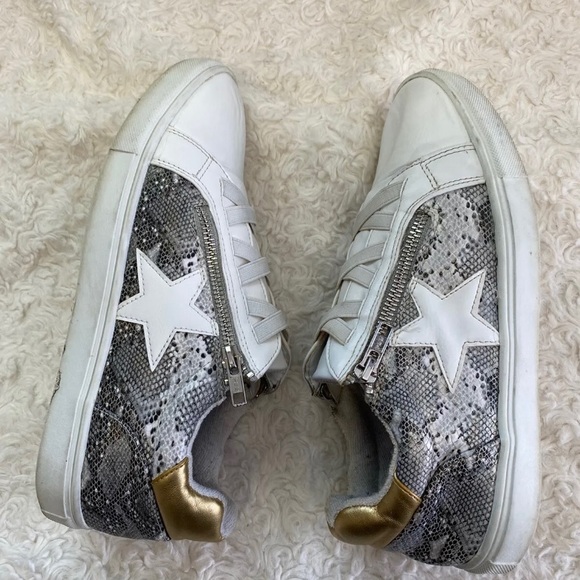 Report Logan Sneakers Snakeskin Metallic Gold women’s size 9 Zippered - Picture 3 of 8